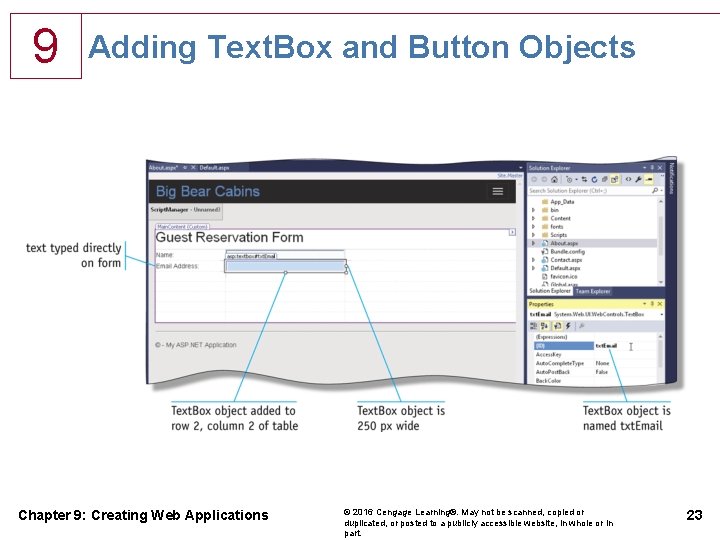 9 Adding Text. Box and Button Objects Chapter 9: Creating Web Applications © 2016