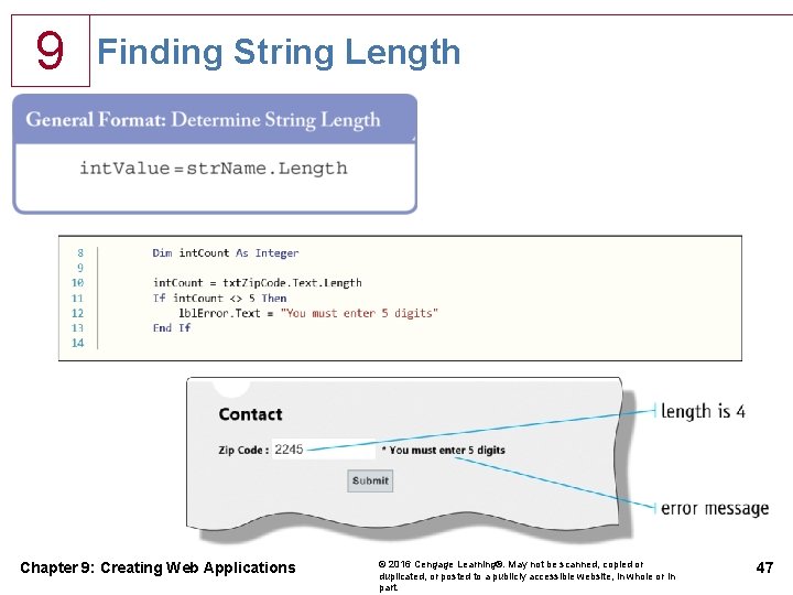 9 Finding String Length Chapter 9: Creating Web Applications © 2016 Cengage Learning®. May