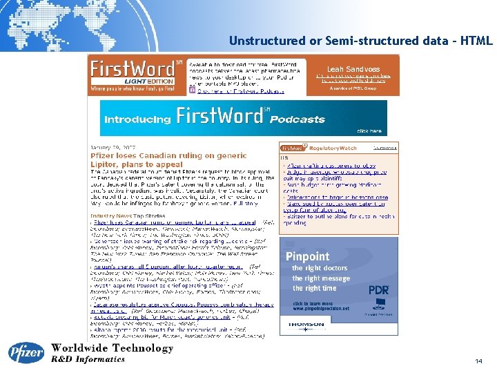 Unstructured or Semi-structured data - HTML 14 