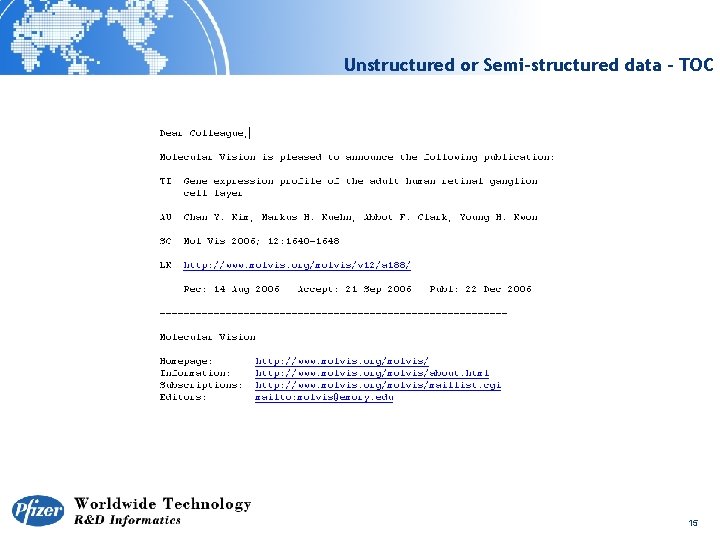 Unstructured or Semi-structured data - TOC 15 