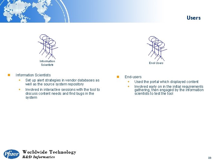 Users Information Scientists n Information Scientists w Set up alert strategies in vendor databases