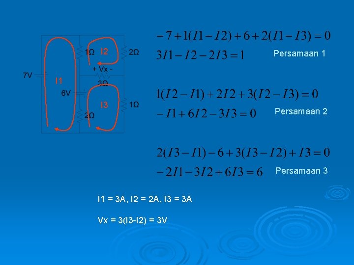 I 2 Persamaan 1 I 3 Persamaan 2 Persamaan 3 I 1 = 3