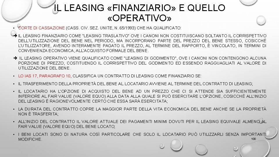 IL LEASING «FINANZIARIO» E QUELLO «OPERATIVO» • CORTE DI CASSAZIONE (CASS. CIV. SEZ. UNITE,