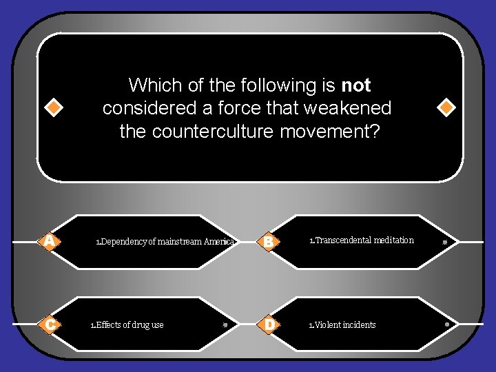 Which of the following is not considered a force that weakened the counterculture movement?