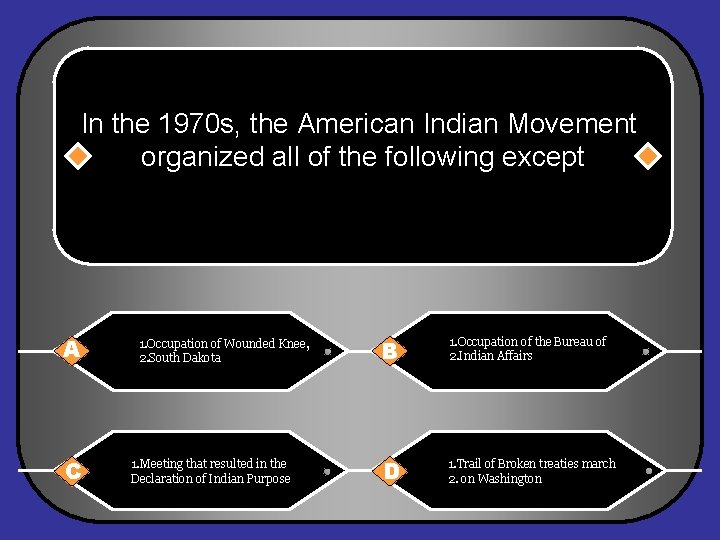 In the 1970 s, the American Indian Movement organized all of the following except