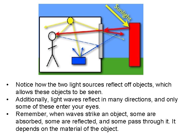  • • • Notice how the two light sources reflect off objects, which
