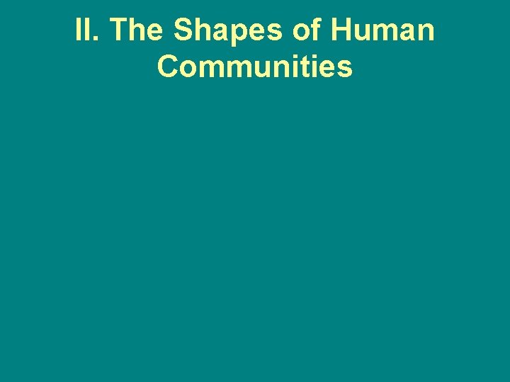 II. The Shapes of Human Communities 