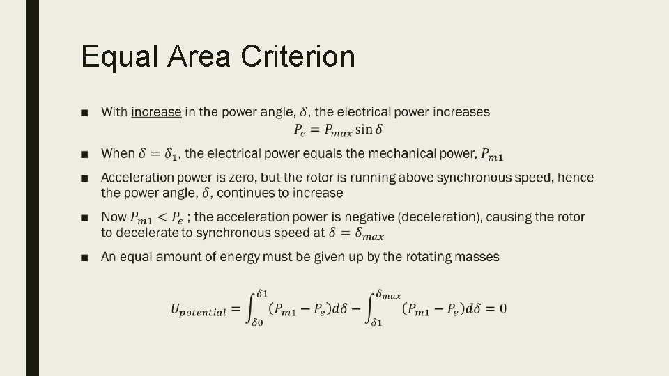 Equal Area Criterion ■ 