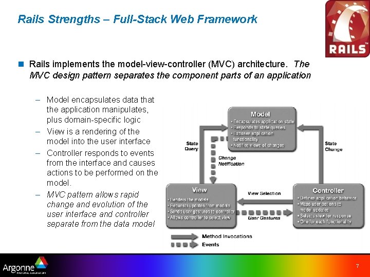 Rails Strengths – Full-Stack Web Framework n Rails implements the model-view-controller (MVC) architecture. The