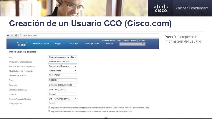 Creación de un Usuario CCO (Cisco. com) Paso 3: Completar la información del usuario