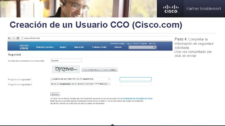 Creación de un Usuario CCO (Cisco. com) Paso 4: Completar la información de seguridad