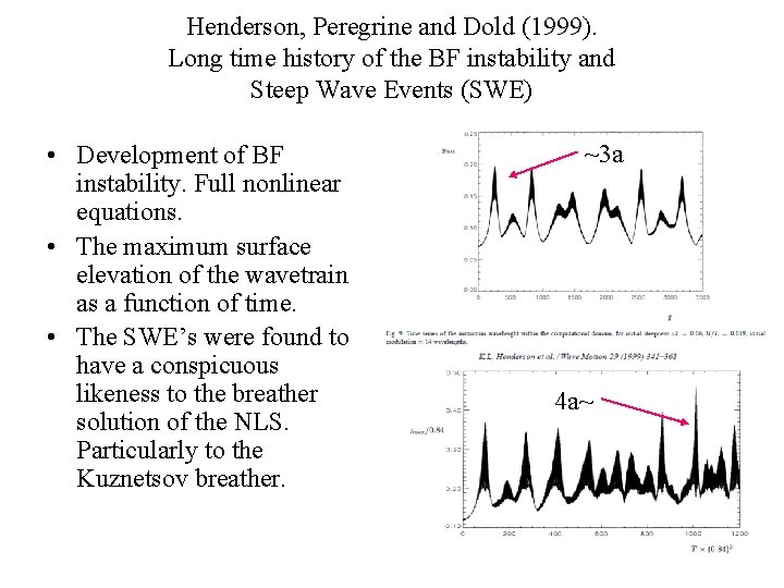 Henderson, Peregrine and Dold (1999). Long time history of the BF instability and Steep