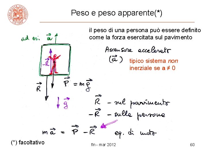 Peso e peso apparente(*) il peso di una persona può essere definito come la