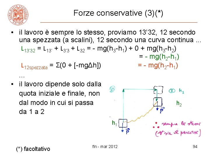 Forze conservative (3)(*) • il lavoro è sempre lo stesso, proviamo 13’ 32, 12