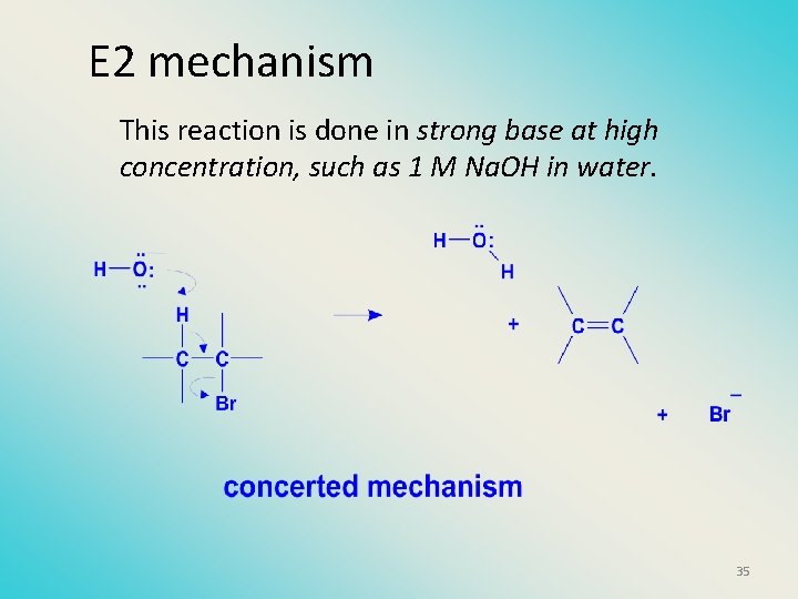 E 2 mechanism This reaction is done in strong base at high concentration, such