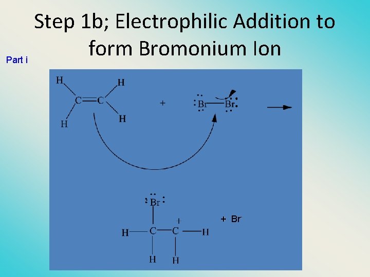 Step 1 b; Electrophilic Addition to form Bromonium Ion Part i + Br- 