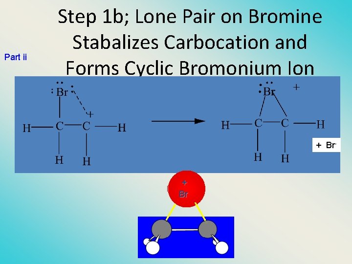 Part ii Step 1 b; Lone Pair on Bromine Stabalizes Carbocation and Forms Cyclic