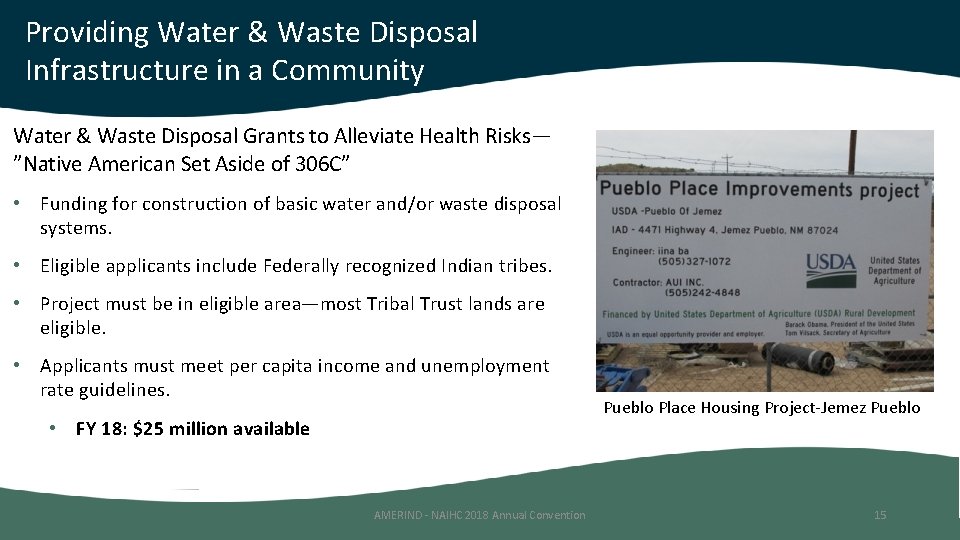 Providing Water & Waste Disposal Infrastructure in a Community Water & Waste Disposal Grants