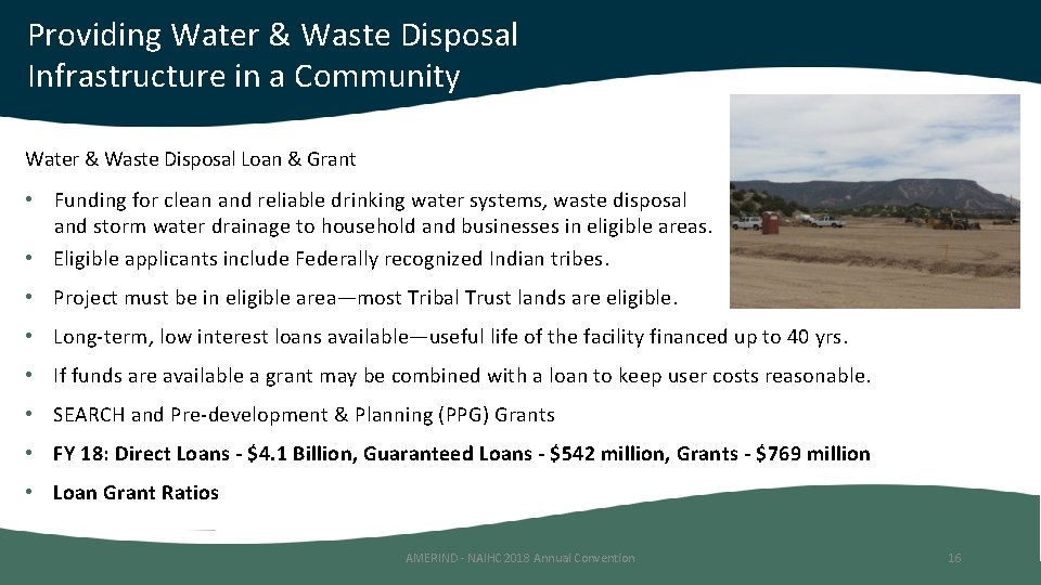 Providing Water & Waste Disposal Infrastructure in a Community Water & Waste Disposal Loan