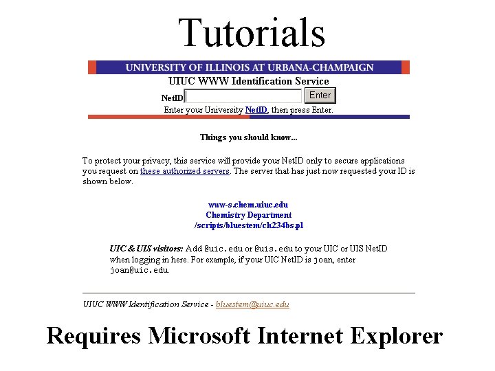 Tutorials Requires Microsoft Internet Explorer 