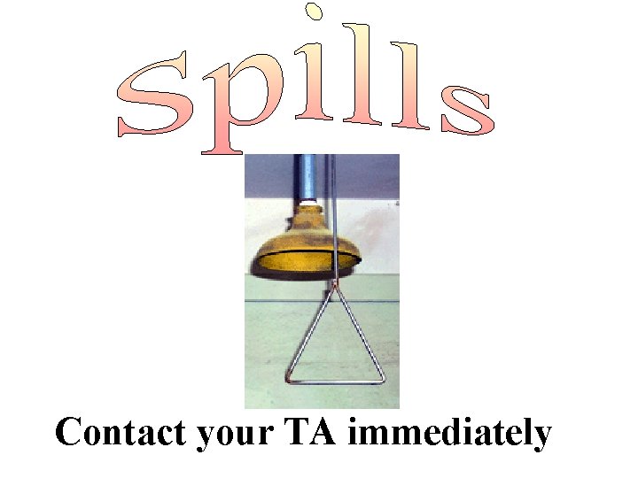 spills Contact your TA immediately 