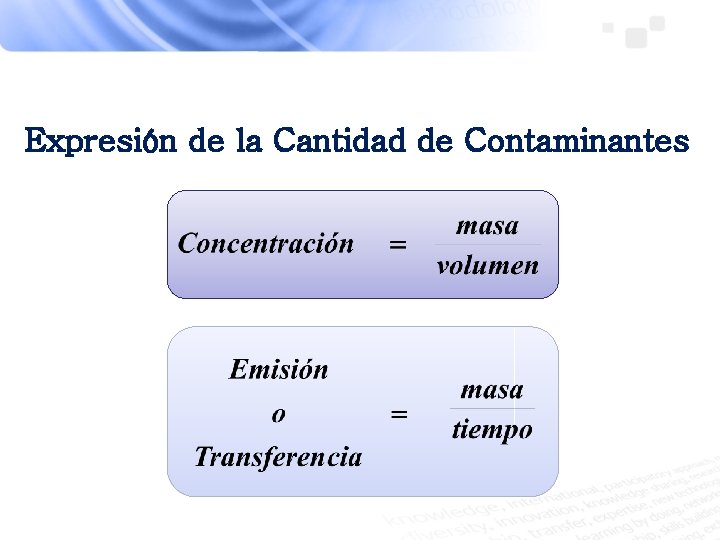 Expresión de la Cantidad de Contaminantes 