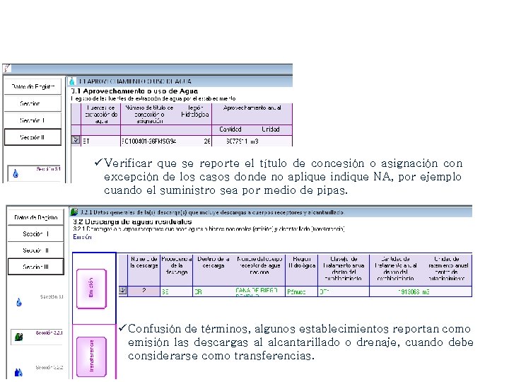 ü Verificar que se reporte el título de concesión o asignación con excepción de