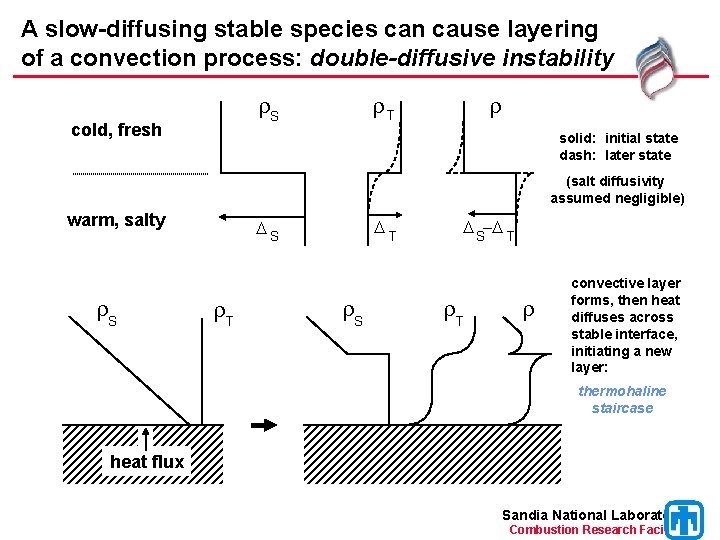 A slow-diffusing stable species can cause layering of a convection process: double-diffusive instability S
