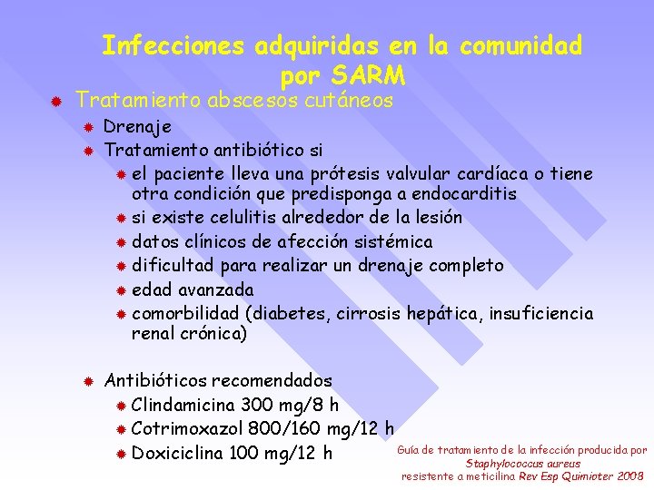 Infecciones adquiridas en la comunidad por SARM ® Tratamiento abscesos cutáneos ® ® ®