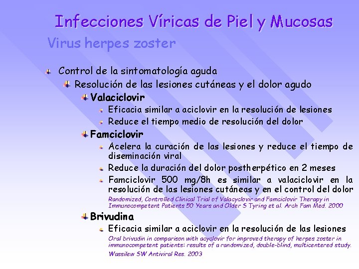 Infecciones Víricas de Piel y Mucosas Virus herpes zoster Control de la sintomatología aguda