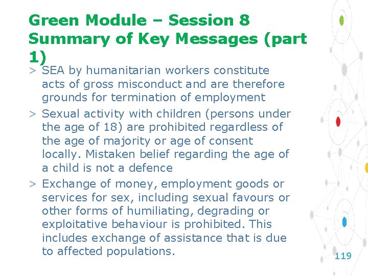 Green Module – Session 8 Summary of Key Messages (part 1) > SEA by