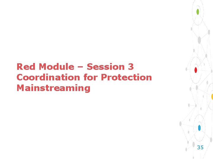 Red Module – Session 3 Coordination for Protection Mainstreaming 35 