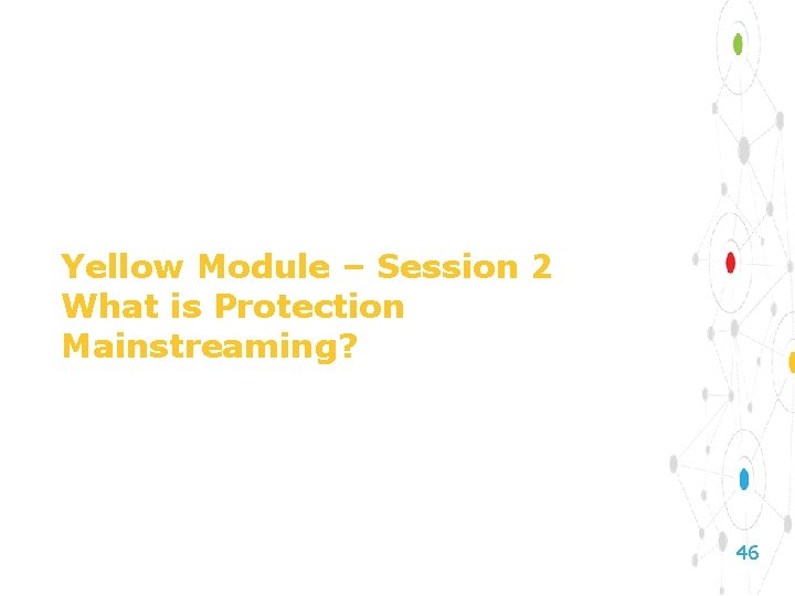 Yellow Module – Session 2 What is Protection Mainstreaming? 46 