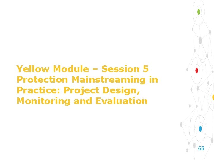Yellow Module – Session 5 Protection Mainstreaming in Practice: Project Design, Monitoring and Evaluation