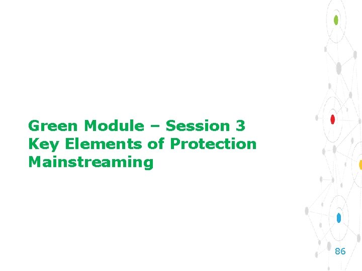 Green Module – Session 3 Key Elements of Protection Mainstreaming 86 