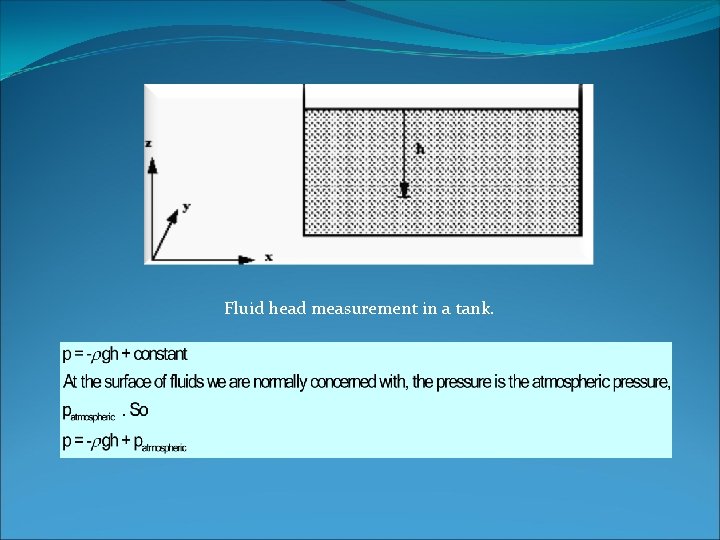 Fluid head measurement in a tank. 