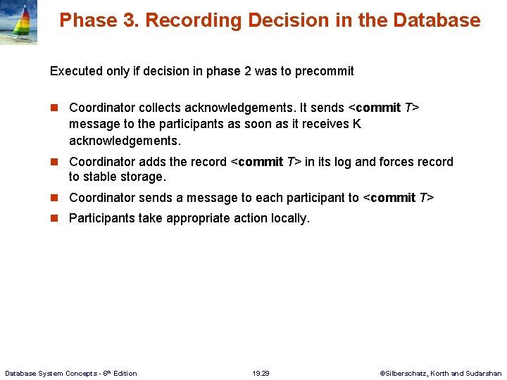 Phase 3. Recording Decision in the Database Executed only if decision in phase 2