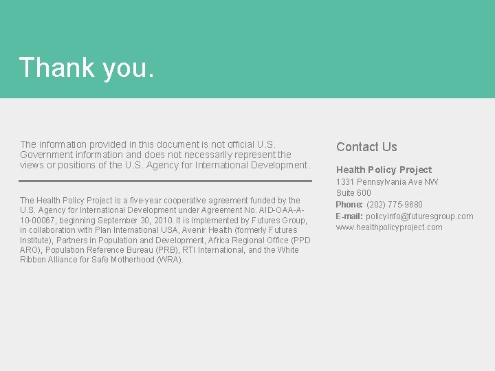 Thank you. The information provided in this document is not official U. S. Government