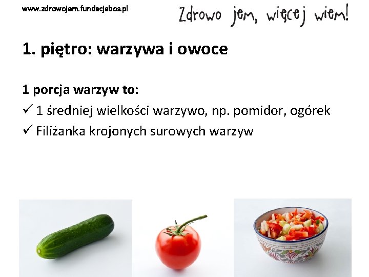 www. zdrowojem. fundacjabos. pl 1. piętro: warzywa i owoce 1 porcja warzyw to: ü