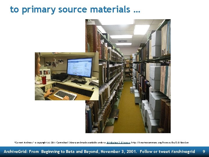 to primary source materials … “Current Archives” is copyright (c) 2011 Carmichael Library and