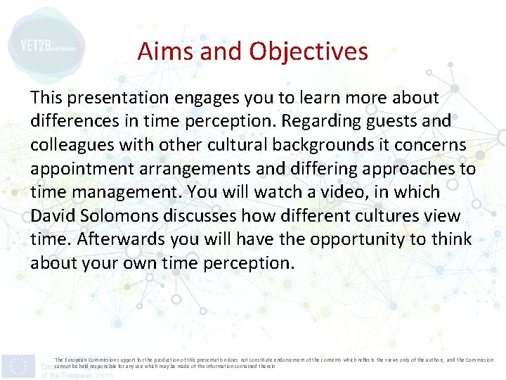 Aims and Objectives This presentation engages you to learn more about differences in time