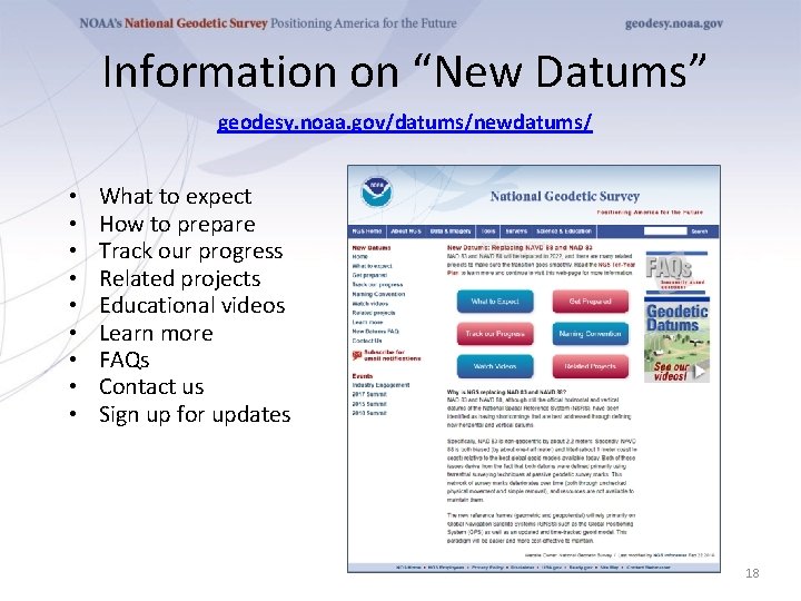Information on “New Datums” geodesy. noaa. gov/datums/newdatums/ • • • What to expect How