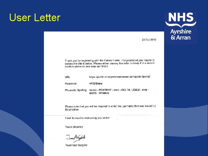User Letter 