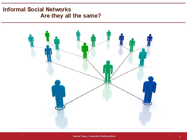 Informal Social Networks Are they all the same? Markus Taube – University of Duisburg-Essen