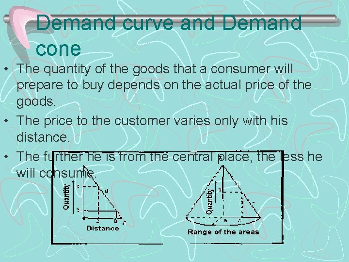 Demand curve and Demand cone • The quantity of the goods that a consumer