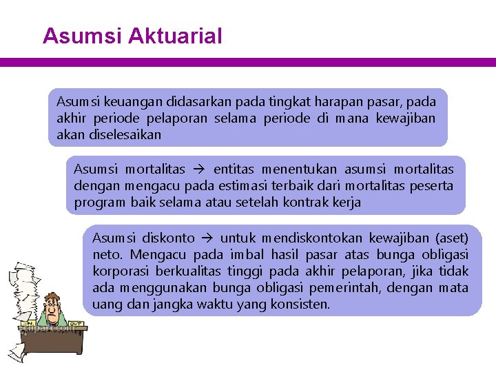 Asumsi Aktuarial Asumsi keuangan didasarkan pada tingkat harapan pasar, pada akhir periode pelaporan selama