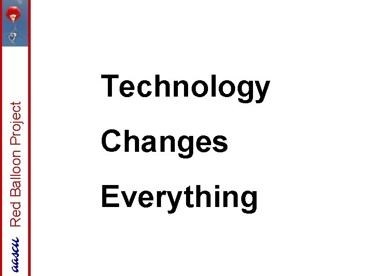 Red Balloon Project Technology Changes Everything 