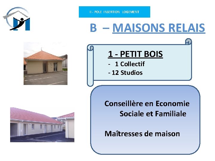 II - POLE INSERTION LOGEMENT B – MAISONS RELAIS 1 - PETIT BOIS -