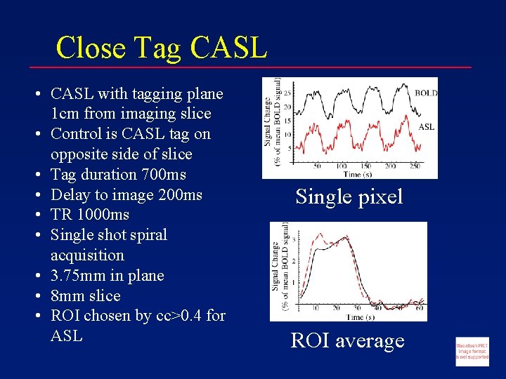 Close Tag CASL • CASL with tagging plane 1 cm from imaging slice •