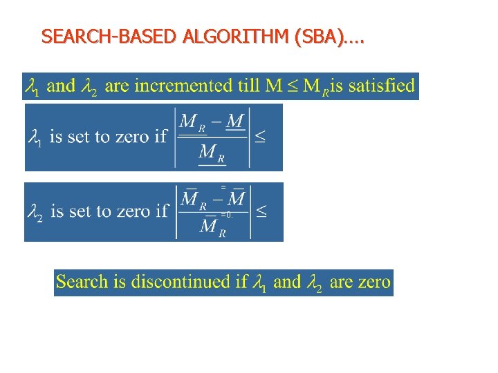 SEARCH-BASED ALGORITHM (SBA)…. = =0. 